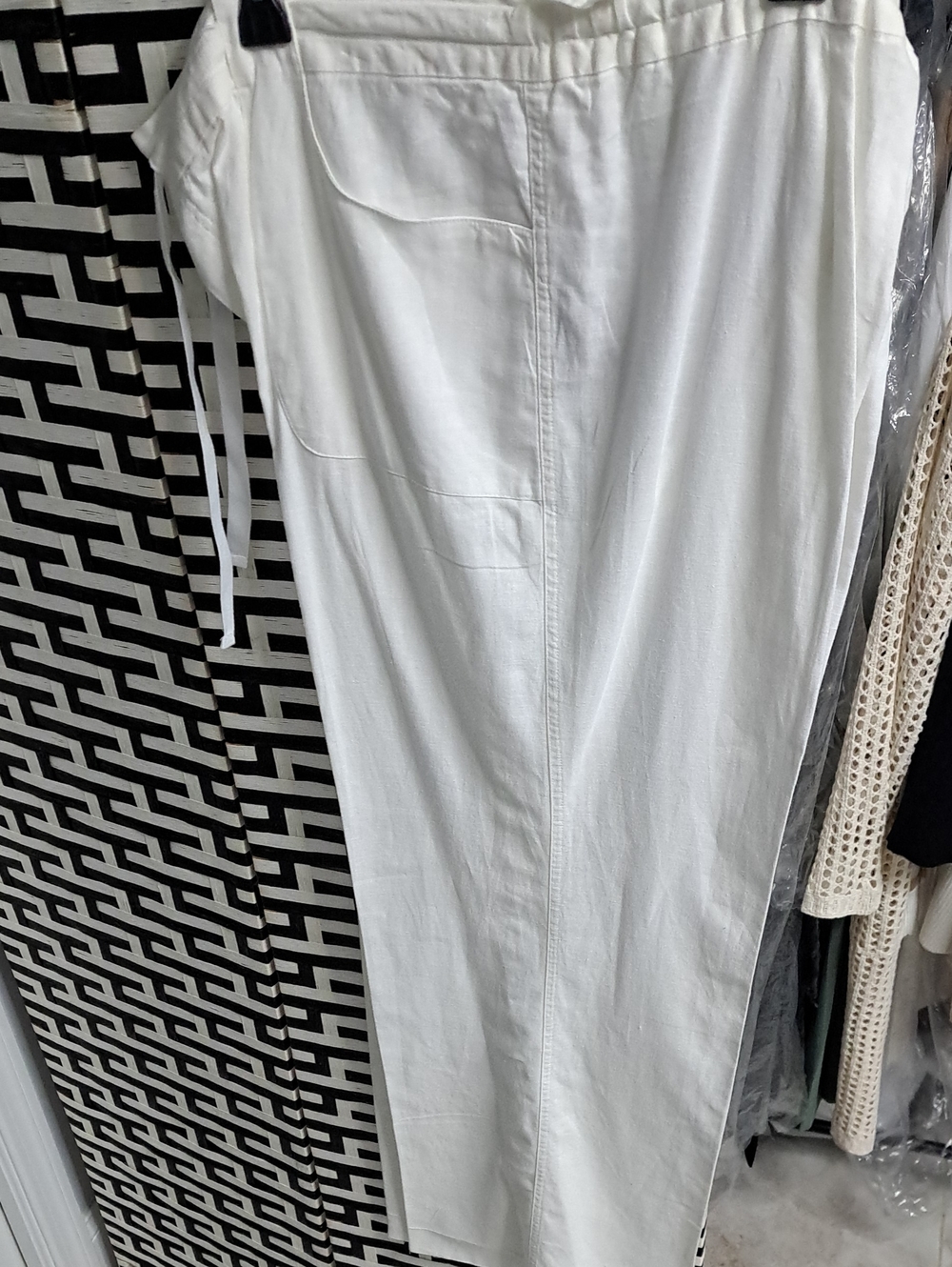Women's White Casual Linen Pants